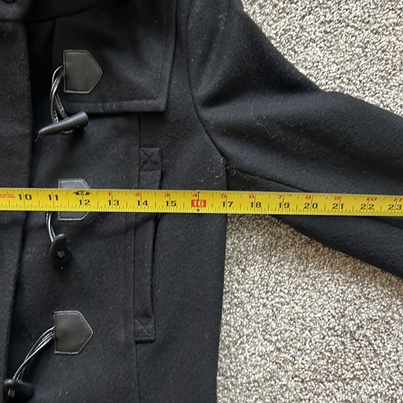 Marc New York, Andrew Marc, black pea coat with fur hood size 2 - Picture 6 of 8